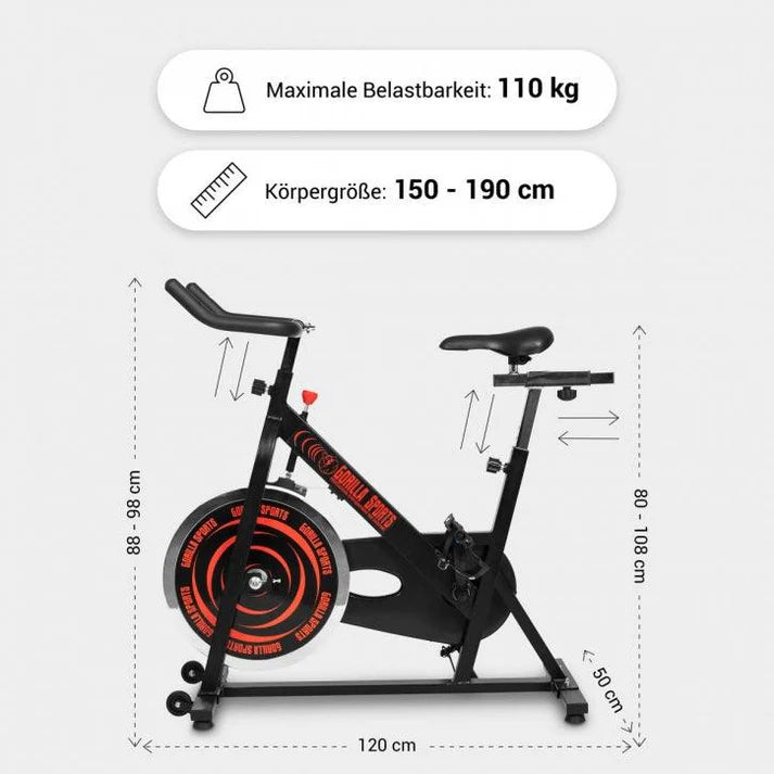 Indoor Cycling mit Tretlager Schwarz/Rot