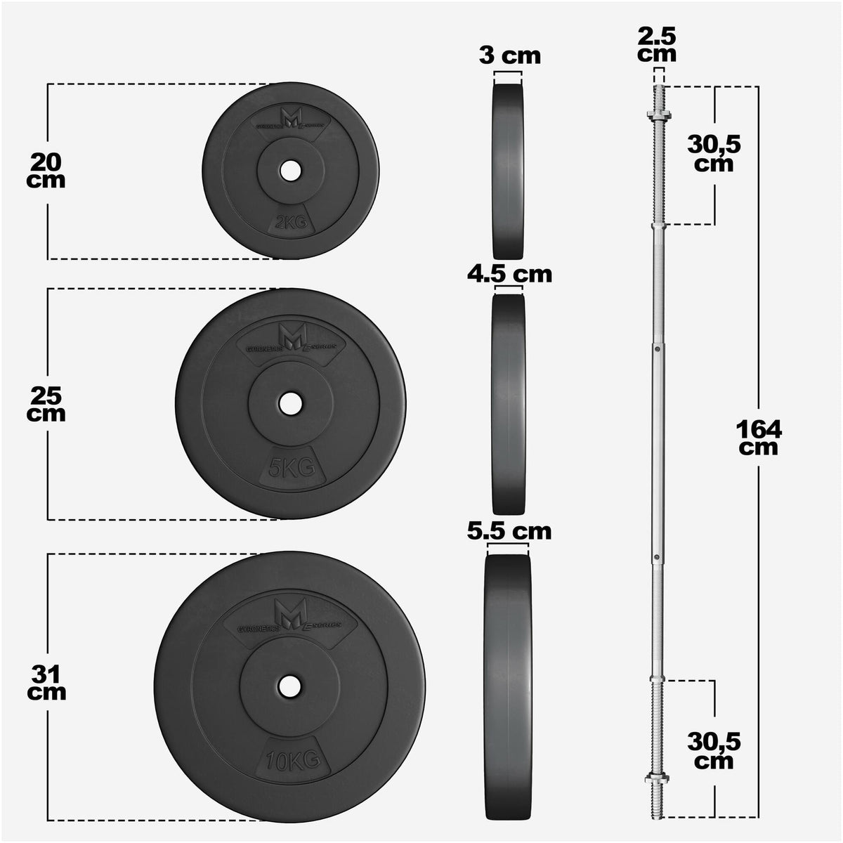 Langhantelset E-Series Kunststoff 60 kg - Gorilla Sports Schweiz