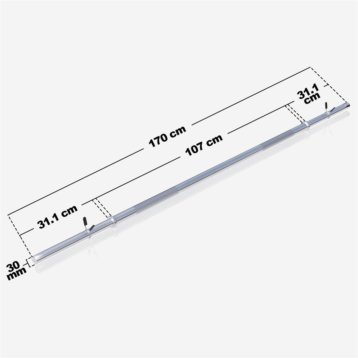 Langhantelstange Chrom 170 cm mit Federverschluss - Gorilla Sports Schweiz