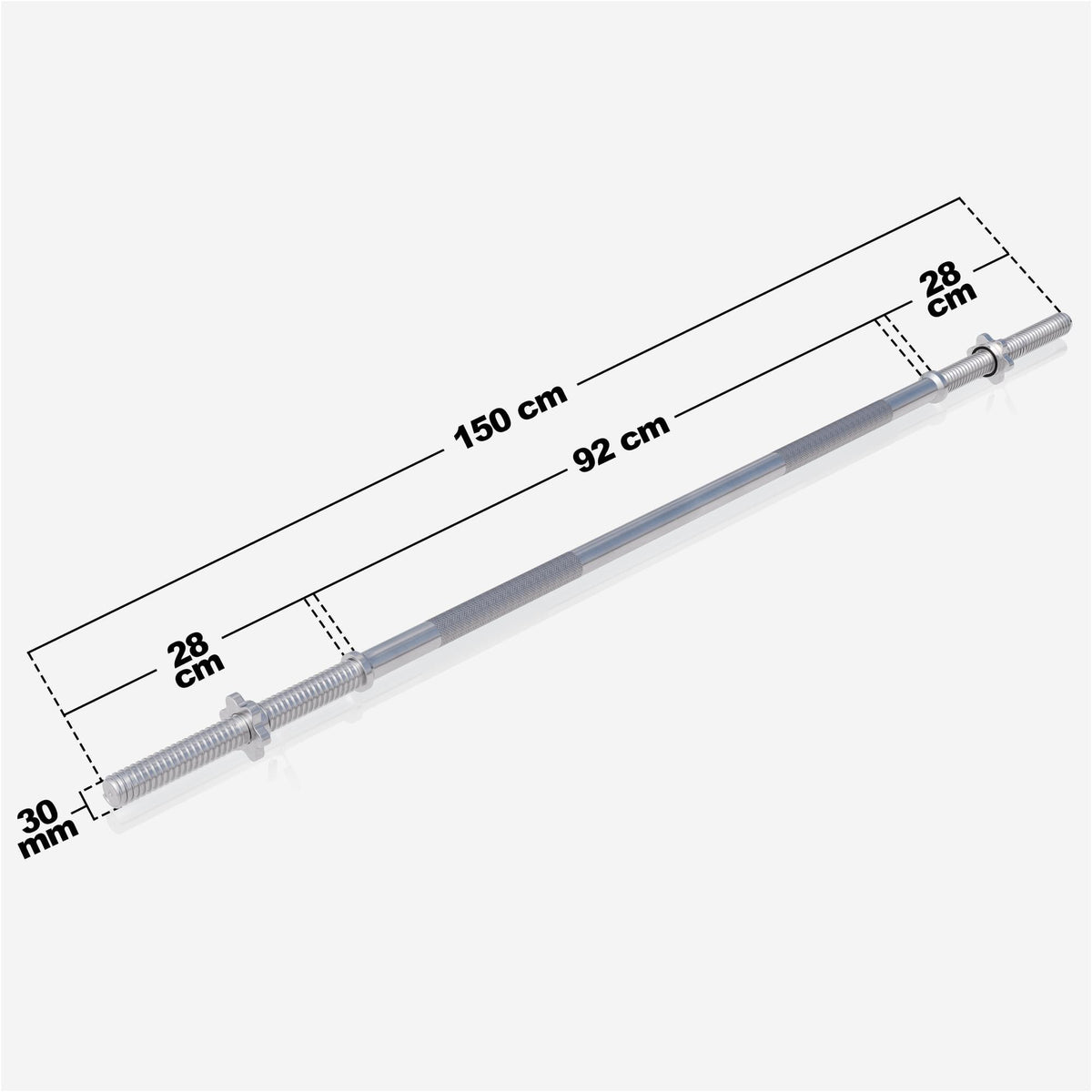 Langhantelstange Chrom 150 cm mit Sternverschluss - Gorilla Sports Schweiz