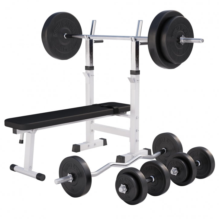Hantelbank Langhantelset Kunststoff - Gorilla Sports Schweiz