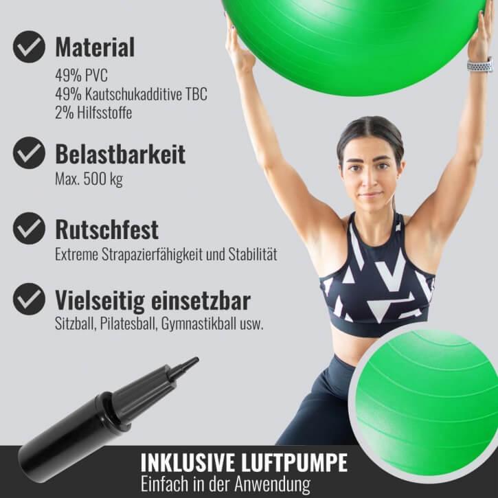 Gymnastikball Fitness Sitzball ⌀75 cm - Gorilla Sports Schweiz
