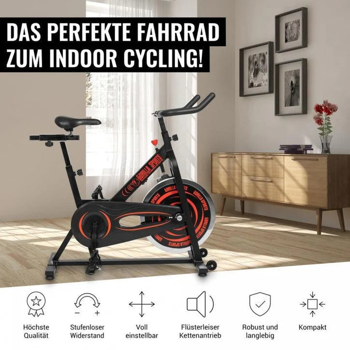 Indoor Cycling mit Tretlager Schwarz/Rot