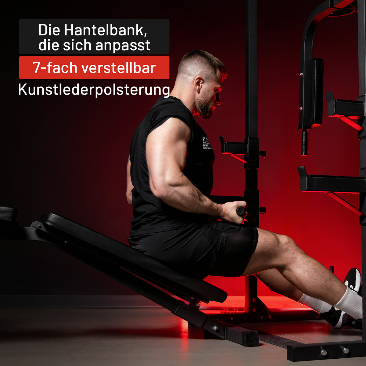 Salle de gym à domicile avec banc de musculation réglable