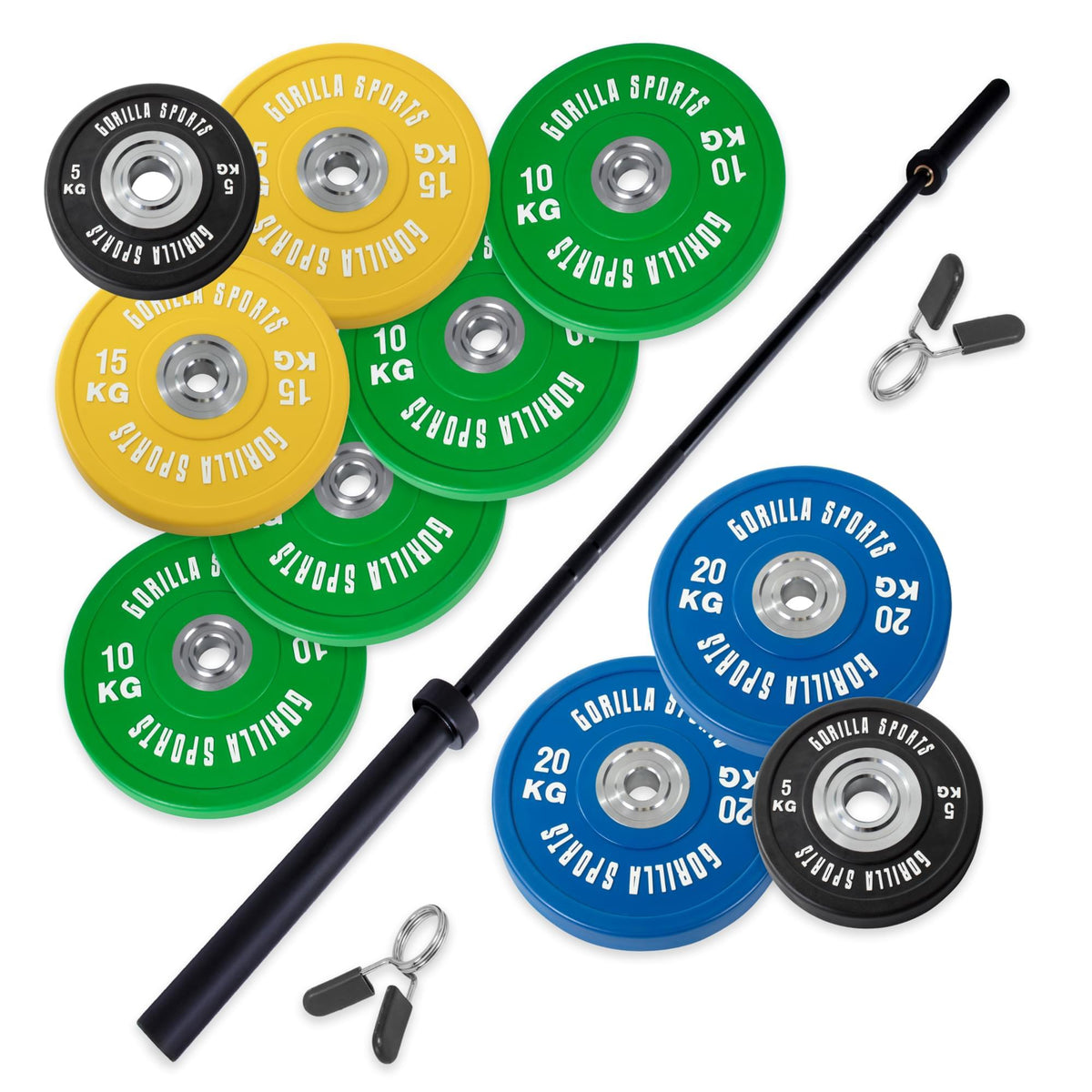 Olympia Bumper Plates Profi Langhantelset 140 kg - Gorilla Sports Schweiz