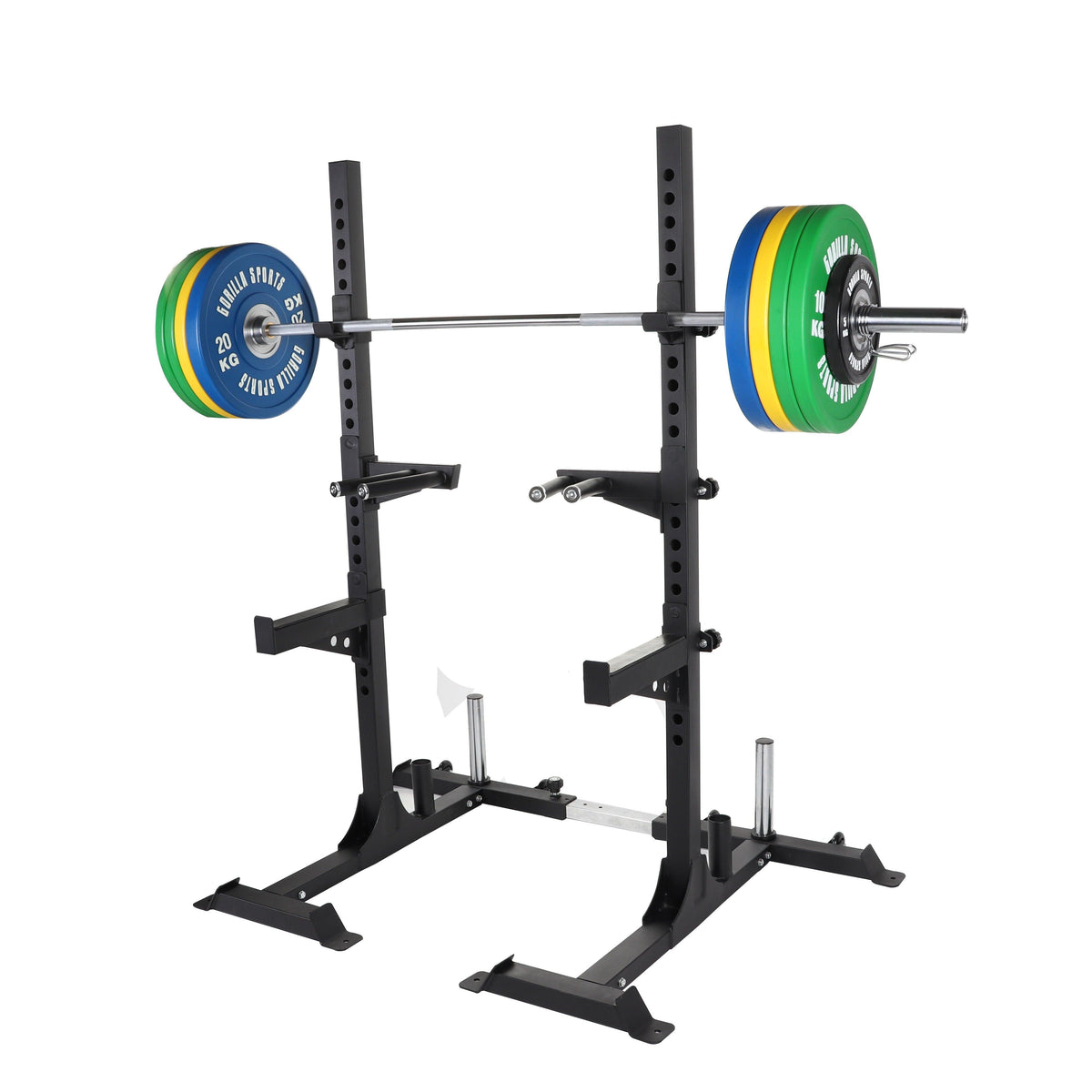 Squat Rack inkl. Olympia Bumper Plates Profi Langhantelset 140 kg - Gorilla Sports Schweiz