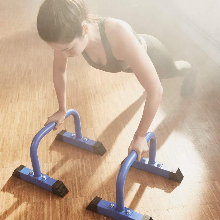 Push Up Parallettes Schwarz/Blau/Rot - Gorilla Sports Schweiz