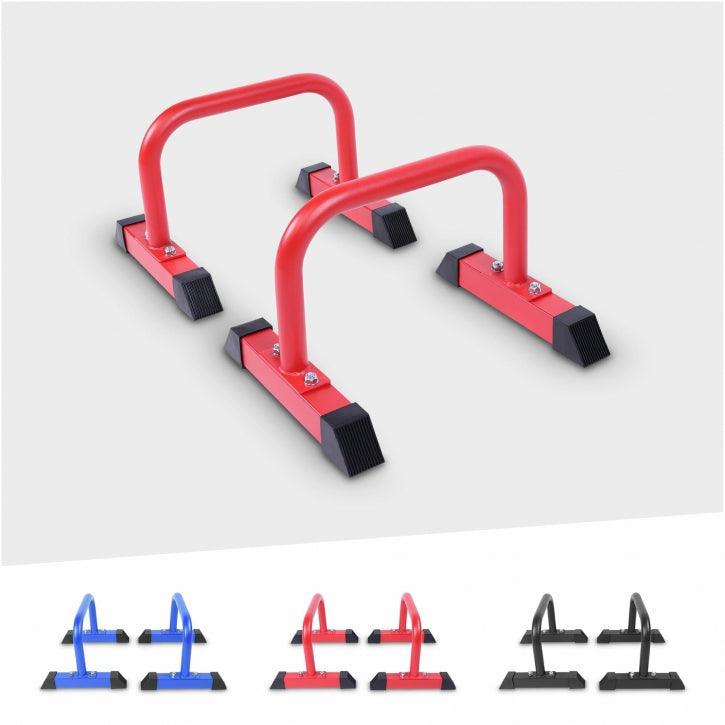 Push Up Parallettes Schwarz/Blau/Rot - Gorilla Sports Schweiz