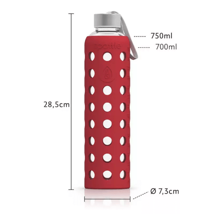SPOTTLE Glasflasche mit Silikonhülle 750ml - Gorilla Sports Schweiz