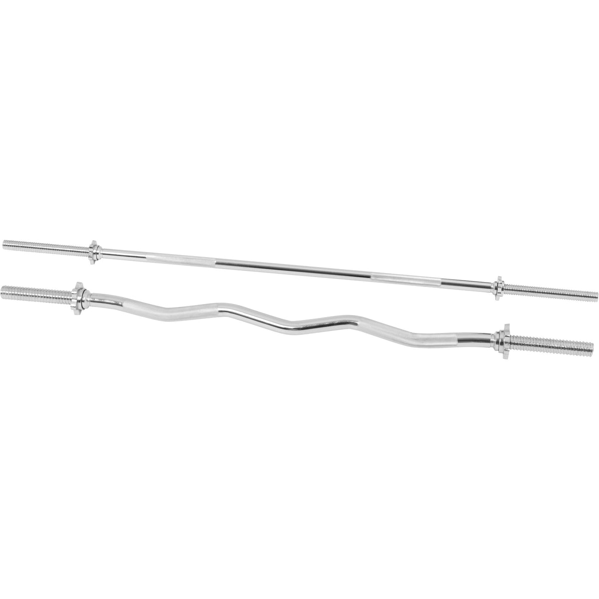 170 cm Langhantel + 120 cm SZ Curlstange Sternverschluss Chrom - Gorilla Sports Schweiz