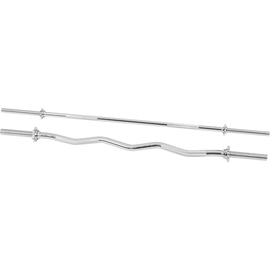 170 cm Langhantel + 120 cm SZ Curlstange Sternverschluss Chrom - Gorilla Sports Schweiz