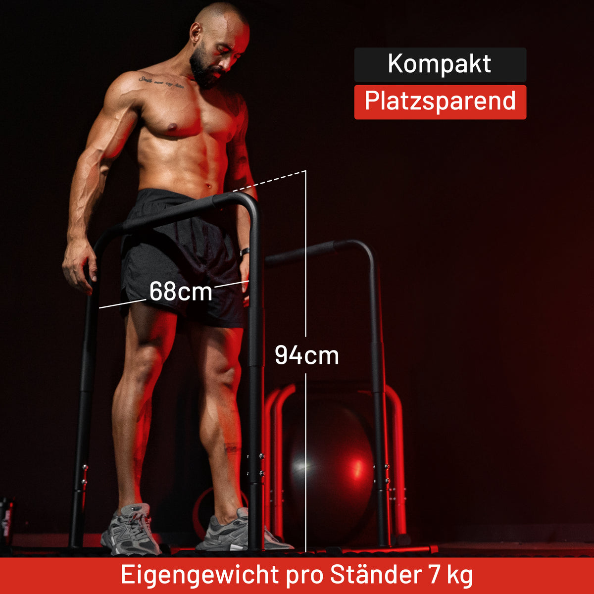 Barres de trempage Push Up Stand Noir/Rouge/Bleu